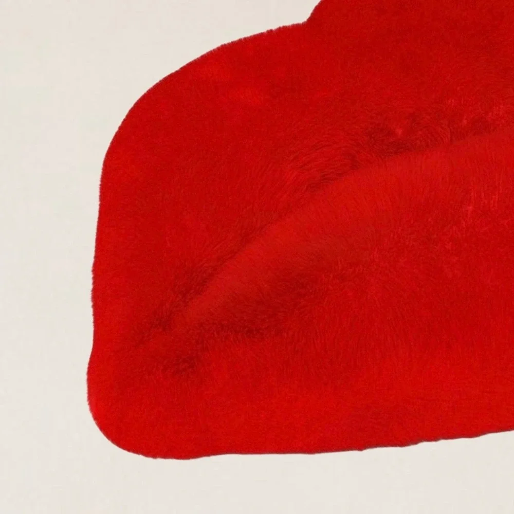 Target Red Lips Plush Faux Fur Toss Pillow Valentines Day Decor 10x18